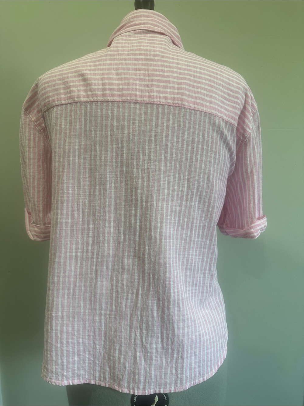 Women's Pink Striped Button-Down Collared Shirt 100% cotton M - Picture 5 of 11
